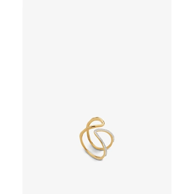 Monica Vinader Riva 0.04ct Diamond And 18ct Yellow Gold-plated Vermeil Sterling Silver Open Ring In Gold