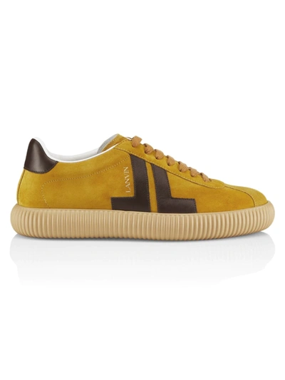 Lanvin Men's Glen Suede & Leather Low-top Sneakers In Mustard/brown