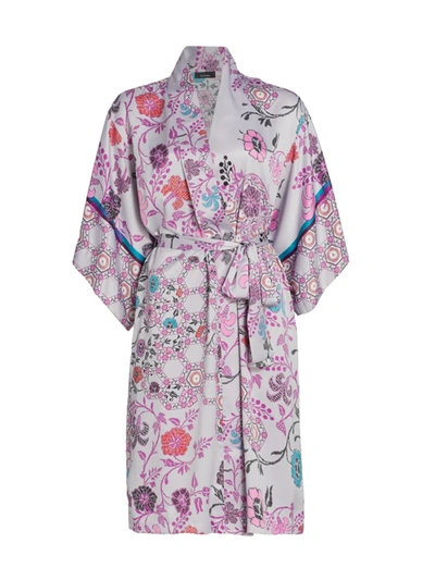 Natori Samarkand Satin Robe In Silver