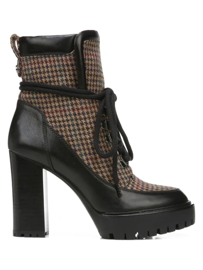 Veronica Beard Hasia Houndstooth Platform Booties In Hazelwood