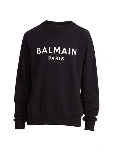Balmain Men's Graphic Logo Sweatshirt In Black White