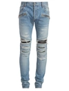 BALMAIN MEN'S RIBBED DISTRESSED JEANS,400015058293