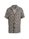 Balmain Monogram Printed Short-sleeved Shirt In Black