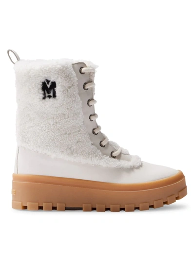 Mackage Hero Wsh Shearling-trim Lace-up Boots In Blue
