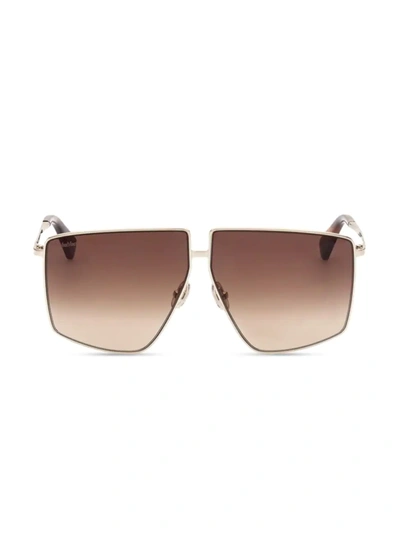 Max Mara Lee Mirrored Square Metal Sunglasses In Gold