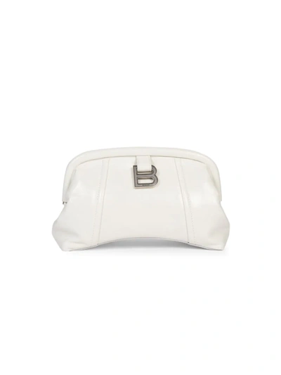 Balenciaga Editor Xs Leather Clutch With Metal Monogram - Atterley In White