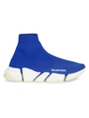Balenciaga Men's Speed 2.0 Lt Knit Sock Trainer Sneaker In Blue Whte