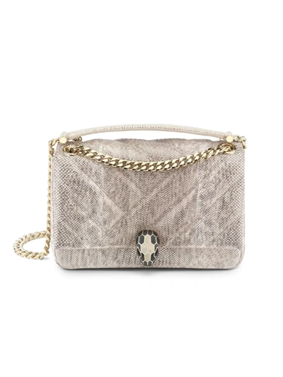 Bvlgari Medium Snakeskin Serpenti Cabochon Cross-body Bag In Milky Opal