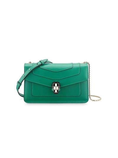 Bvlgari Women's Serpenti Leather Crossbody Bag In Emerald Green