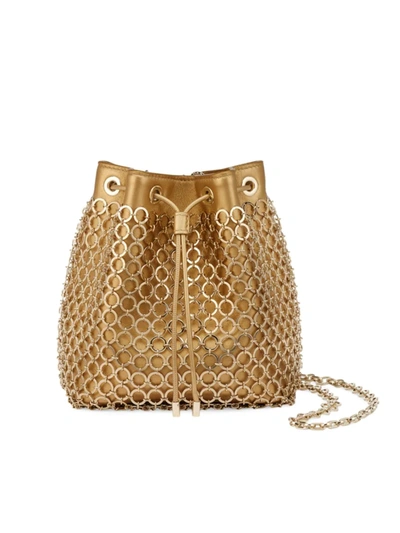 Bvlgari Serpenti Heritage Mesh Metallic Leather Bucket Bag In Light Gold