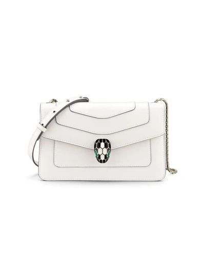 Bvlgari Serpenti Leather Crossbody Bag In White Agate