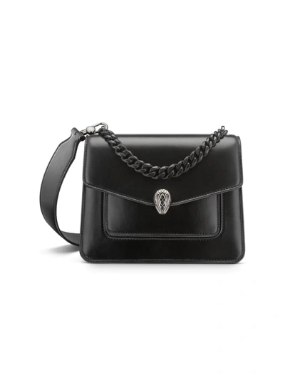 Bvlgari Maxi Serpenti Leather Chain Crossbody Bag In Black