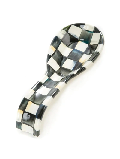Mackenzie-childs Courtly Check Enamel Spoon Rest In Black/white