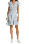 Rails Tara Ruffle Stripe Linen-blend Mini A-line Dress In Echo Stripe