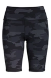 Sweaty Betty Power High Waist Pocket Bike Shorts In Black Tonal Camo Print