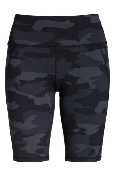 Sweaty Betty Power High Waist Pocket Bike Shorts In Black Tonal Camo Print