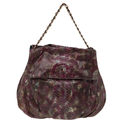 Pre-owned Zagliani Multicolor Python Leather Chain Hobo