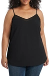 1.state Sheer Inset Camisole In Rich Black
