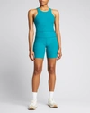 Beyond Yoga Focus Cropped Space Dye Tank Top In Bay Blue Heather