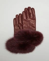 Sofia Cashmere 2-button Cashmere-lined Gloves W/ Fox Fur In 601brd