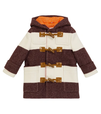 Burberry Kids' Striped Wool-blend Duffel Coat In Red