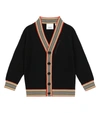 Burberry Boy's Graham Icon Stripe Wool-blend Cardigan In Black
