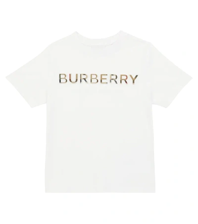Burberry Kids' Eugene - Cotton T-shirt With Embroidered Logo In White