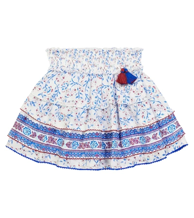 Poupette St Barth Kids' Ariel Floral Mini Skirt In Blue Cerise Cib