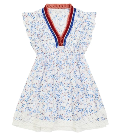 Poupette St Barth Kids' Sasha Floral Minidress In Blue Cerise Cib