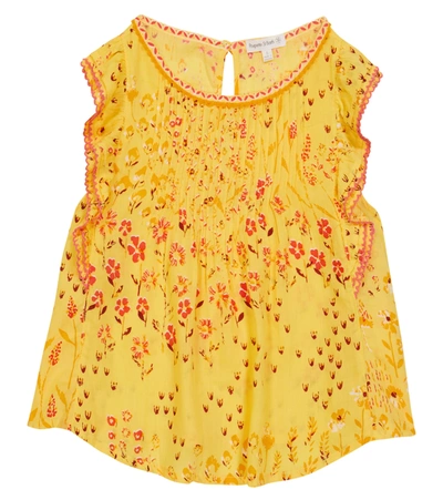 Poupette St Barth Kids' Amber Floral Blouse In Yellow Bouquet Bqy