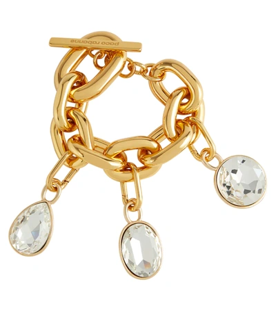 Rabanne Xl Link Imitation Pearl Charm Bracelet In Gold