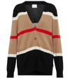 Burberry Phillipa Striped Cashmere And Silk-blend Cardigan In Camel