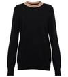 Burberry Tilda Saddle Stripe Cashmere-blend Sweater In Black