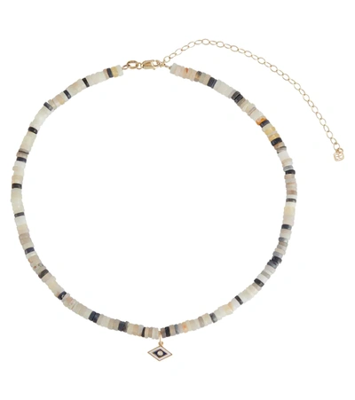 Sydney Evan 14kt Yellow Gold Beaded Choker In Australian Opal