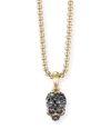 David Yurman Men's Skull Amulet With Full Pavé Diamonds, Rubies & 18k Yellow Gold In Gold
