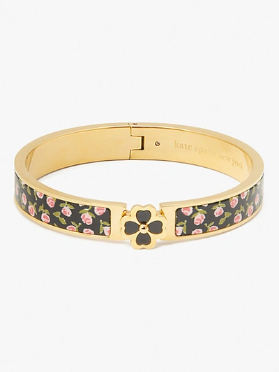 Kate Spade Heritage Spade Flower Hinged Bangle In Black Ditsy Rose