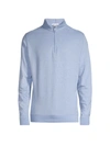 Peter Millar Comfort Interlock Quarter Zip Pullover In Cottage Blue