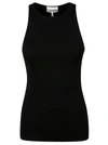 Ganni Black Melange Knit Tank Top In Black