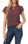 Cece Flutter Sleeve Floral Print Top In Bella Ditsy