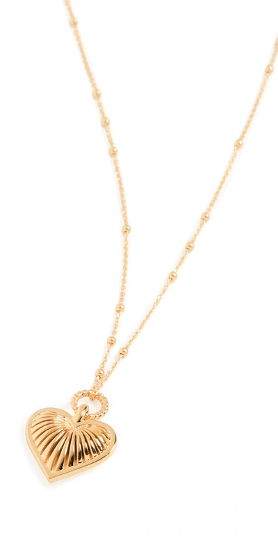 Missoma Ridge Heart Charm Necklace 18ct Gold Plated In Metallic