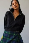 Urban Outfitters Uo Lizzie Cable Knit Half-zip Sweater In Black