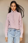 Urban Outfitters Uo Lizzie Cable Knit Half-zip Sweater In Lilac