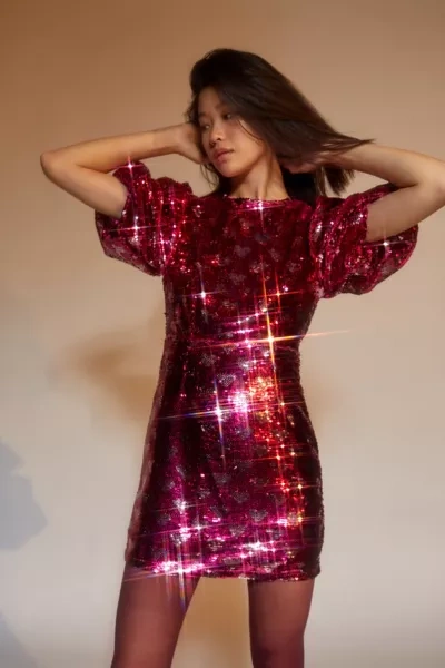 sister jane pink sequin dress Sister Jane Teese open back sequin mini dress in blush