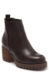 Mia Jody Ribbed Block Heel Chelsea Boot In Chocolate