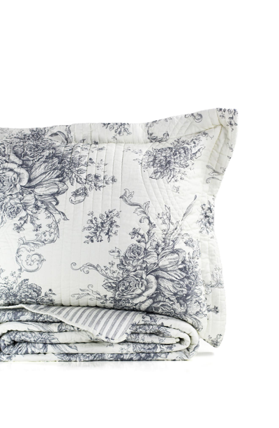 Melange Home Toile Reversible Cotton Quilt 3-piece Set In Grey