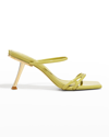 Cult Gaia Lydia Patent Leather Sculptural-heel Sandals In Palm