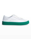 By Far Rodina Perforated Smooth And Pebbled-leather Sneakers In Green On White