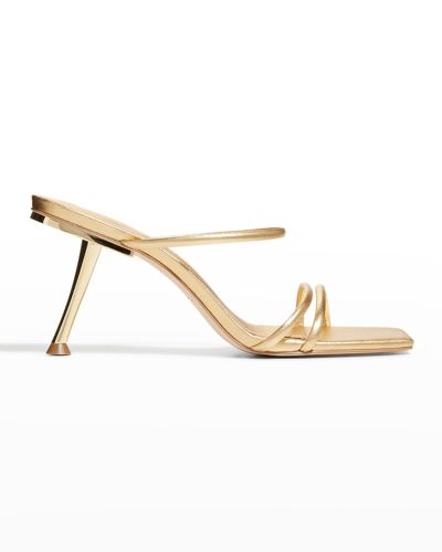 Cult Gaia Lydia Metallic Leather Sculptural-heel Sandals In Gold