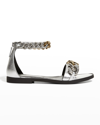 Stella Mccartney Falabella Faux Leather Chain Sandals In Silver