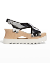 Stella Mccartney Elyse Mirrored Crisscross Platform Sandals In Silver